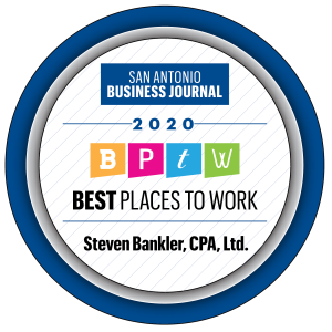 Badge: San Antonio Business Journal's 2020 Best Places to Work: Steven Bankler, CPA, Ltd