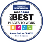 Badge: San Antonio Business Journal's 2020 Best Places to Work: Steven Bankler, CPA, Ltd